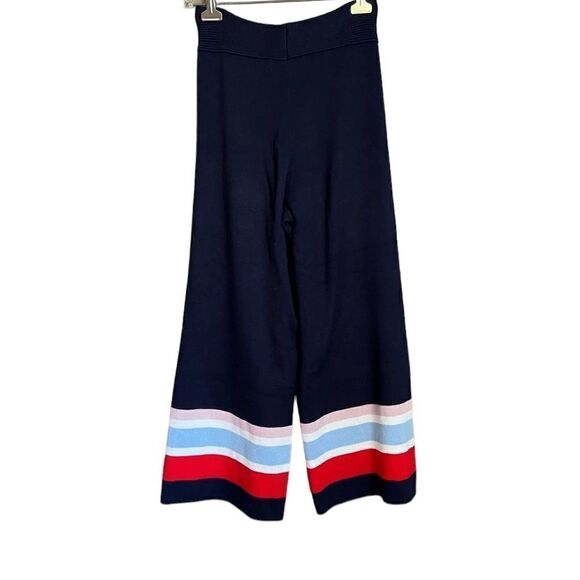 New look wide leg navy knit striped pants. Size 4 - Picture 11 of 11